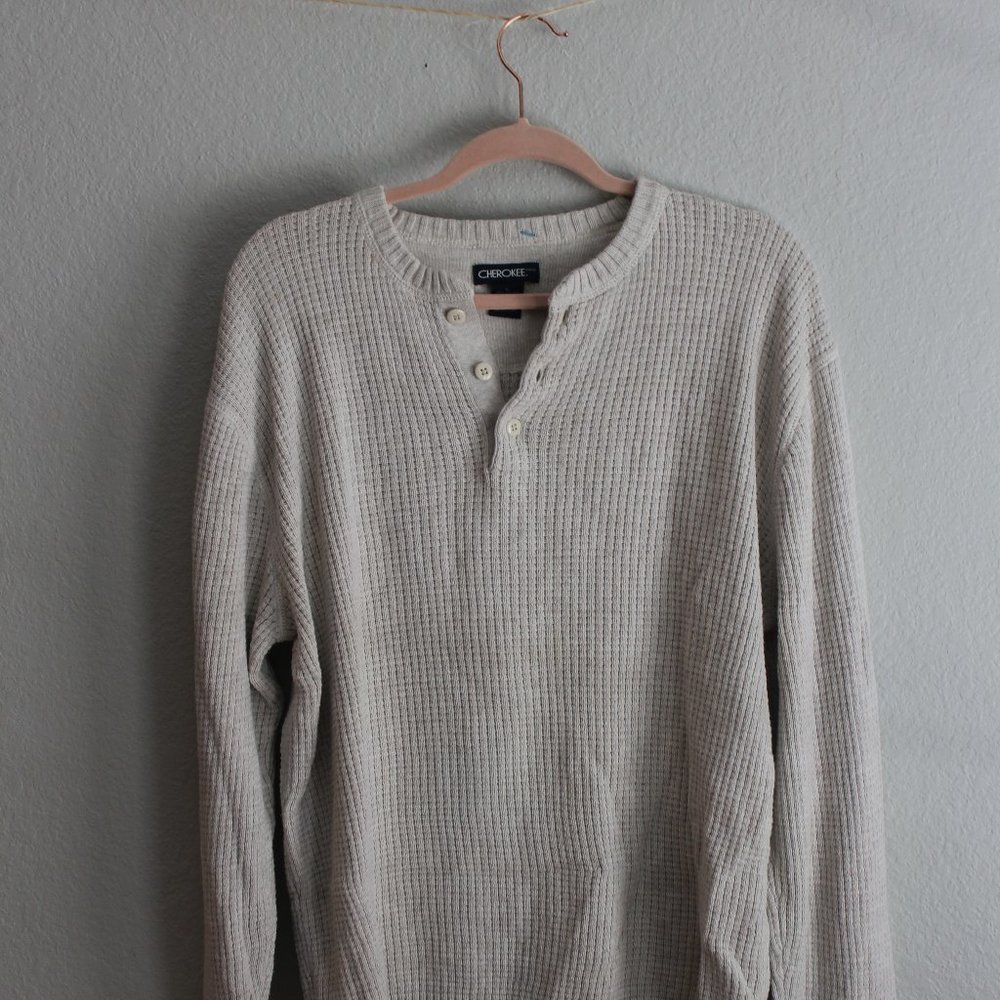 TAN RIBBED LONG-SLEEVE